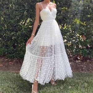 Sau Lee Belle designer dress in white / ivory tulle over skirt size 6